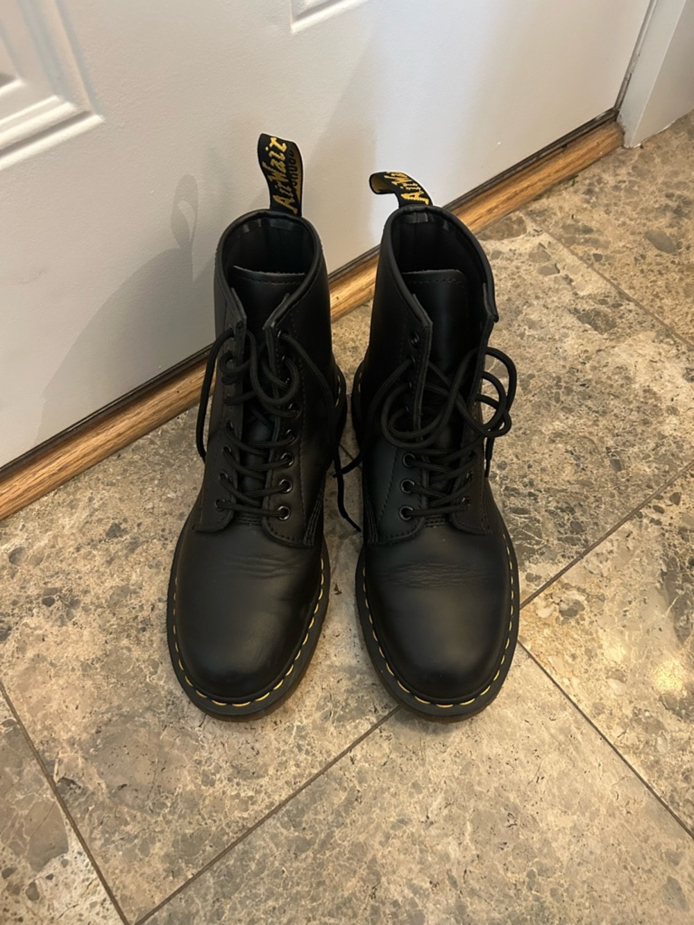 Dr. Martens Black Leather Lace-Up Platform Boot